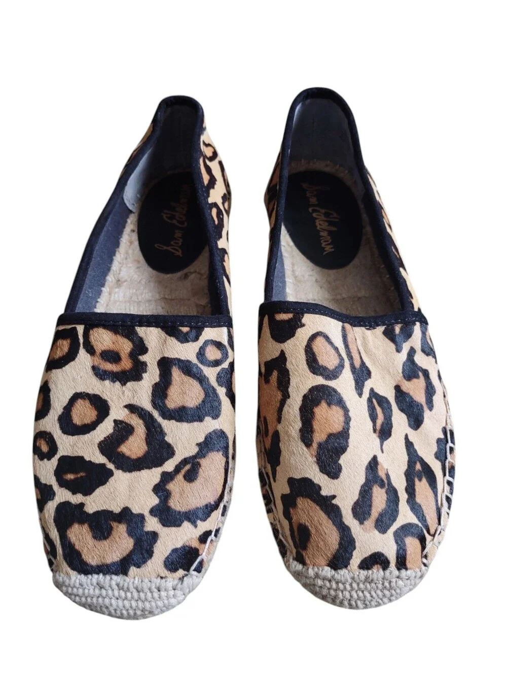 Sam Edelman Size 8 Lynn Leopard Cow Fur Flat Espadrille Shoes